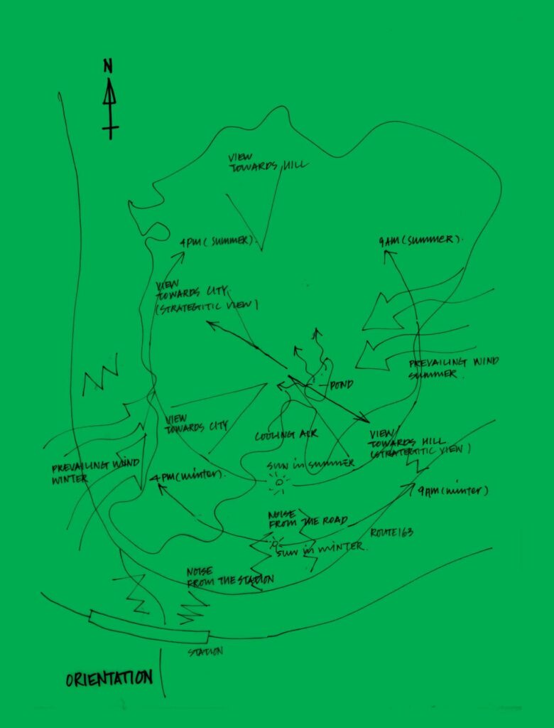 Site plan sketch, minami yamashiro elementary school - rogers stirk harbour + partners - © rogers stirk harbour + partners