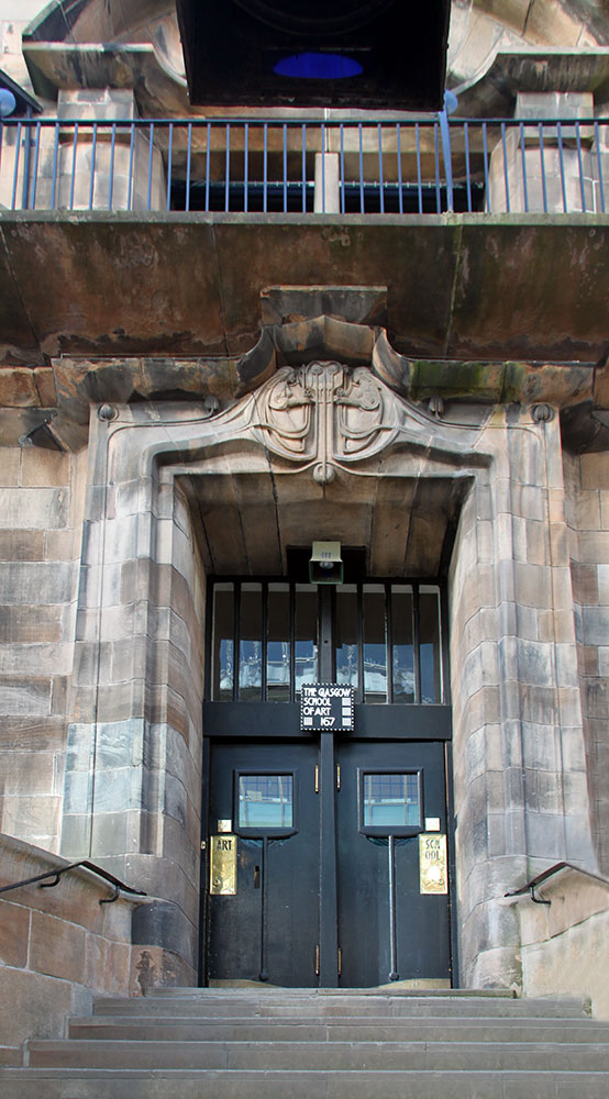 The entrance portico, glasgow school of art - charles rennie mackintosh
