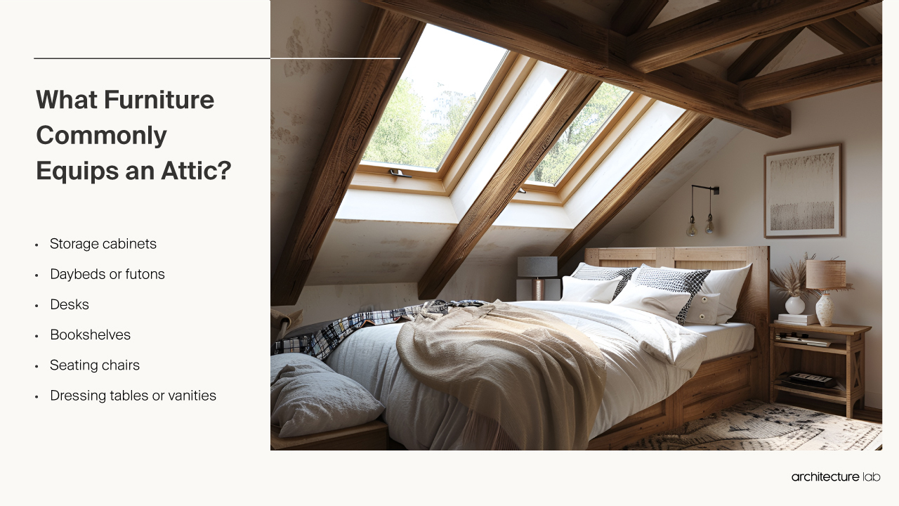 What furniture commonly equips an attic?