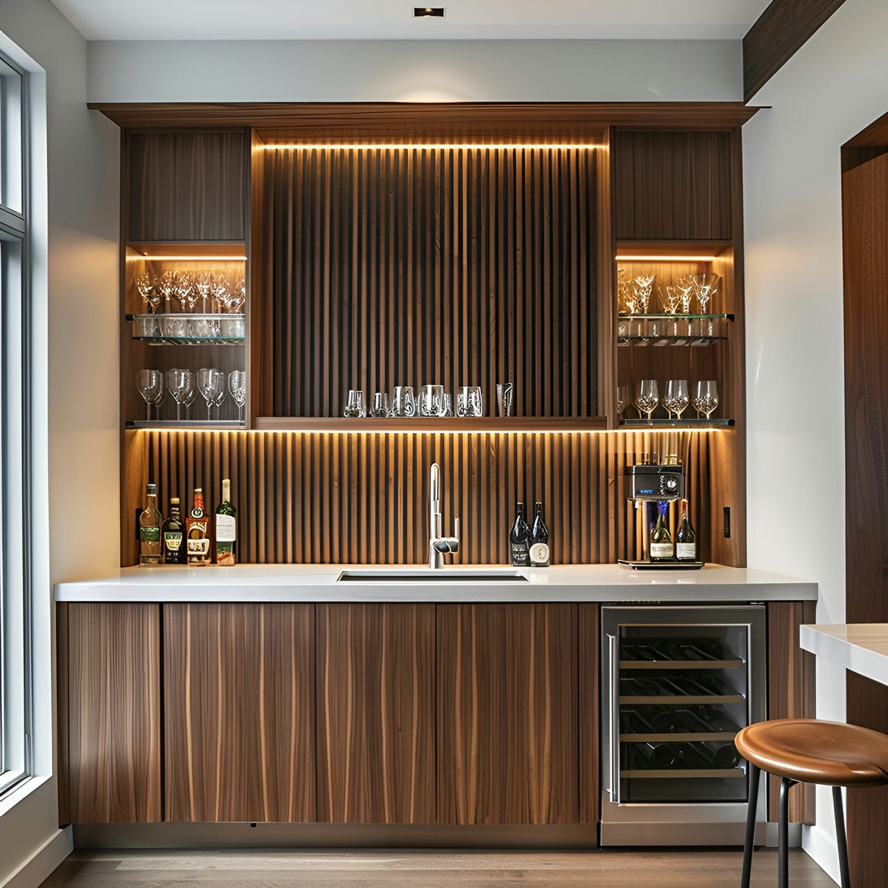 Wet bar: size, functionality, uses, furniture and renovation