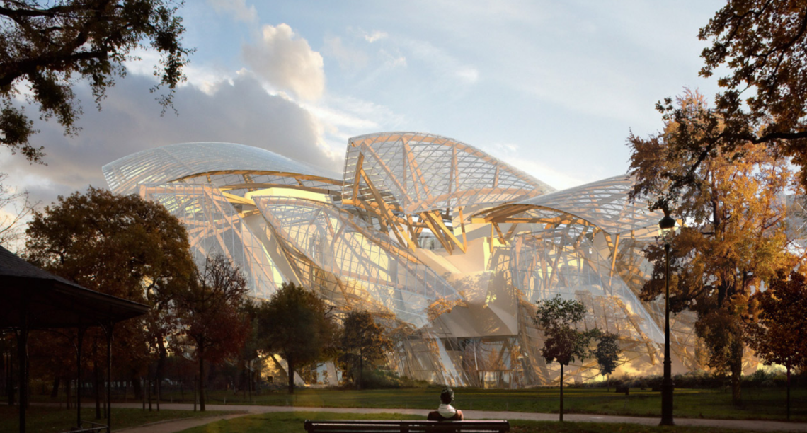 Louis vuitton foundation - galleries connected by walkways, escalators and staircases within the glass structure will allow visitors to enjoy views of the surrounding woods and the panorama beyond. Frank gehry