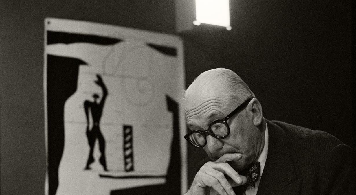 Le corbusier in his studio at 35 rue de sevres, paris, fr - museum of design, zurich - © rene burri