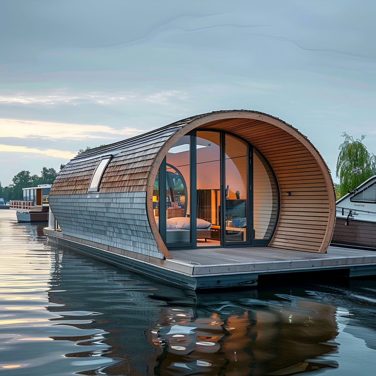 Houseboat: architecture, history, sustainability, materials and typical prices