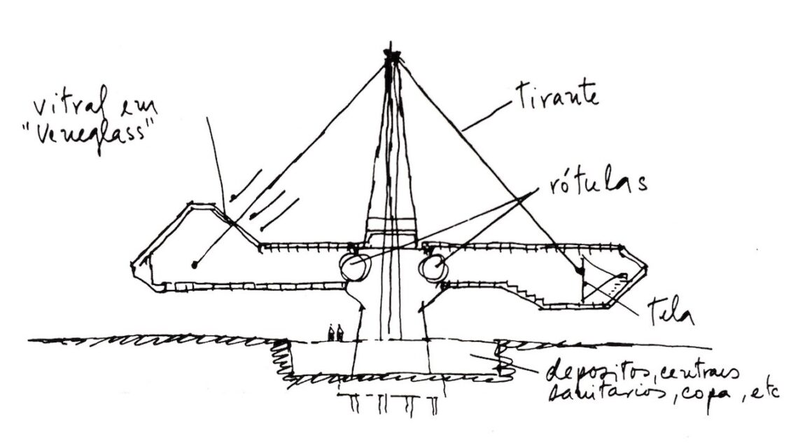 Section sketch, exhibition center of the administrative center of bahia, bahia, brazil, 1974, by joão filgueiras lima - © joão filgueiras lima