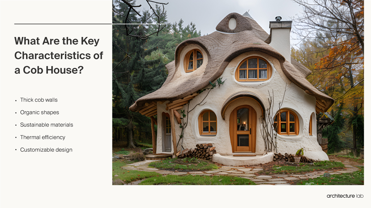 What are the key characteristics of a cob house?