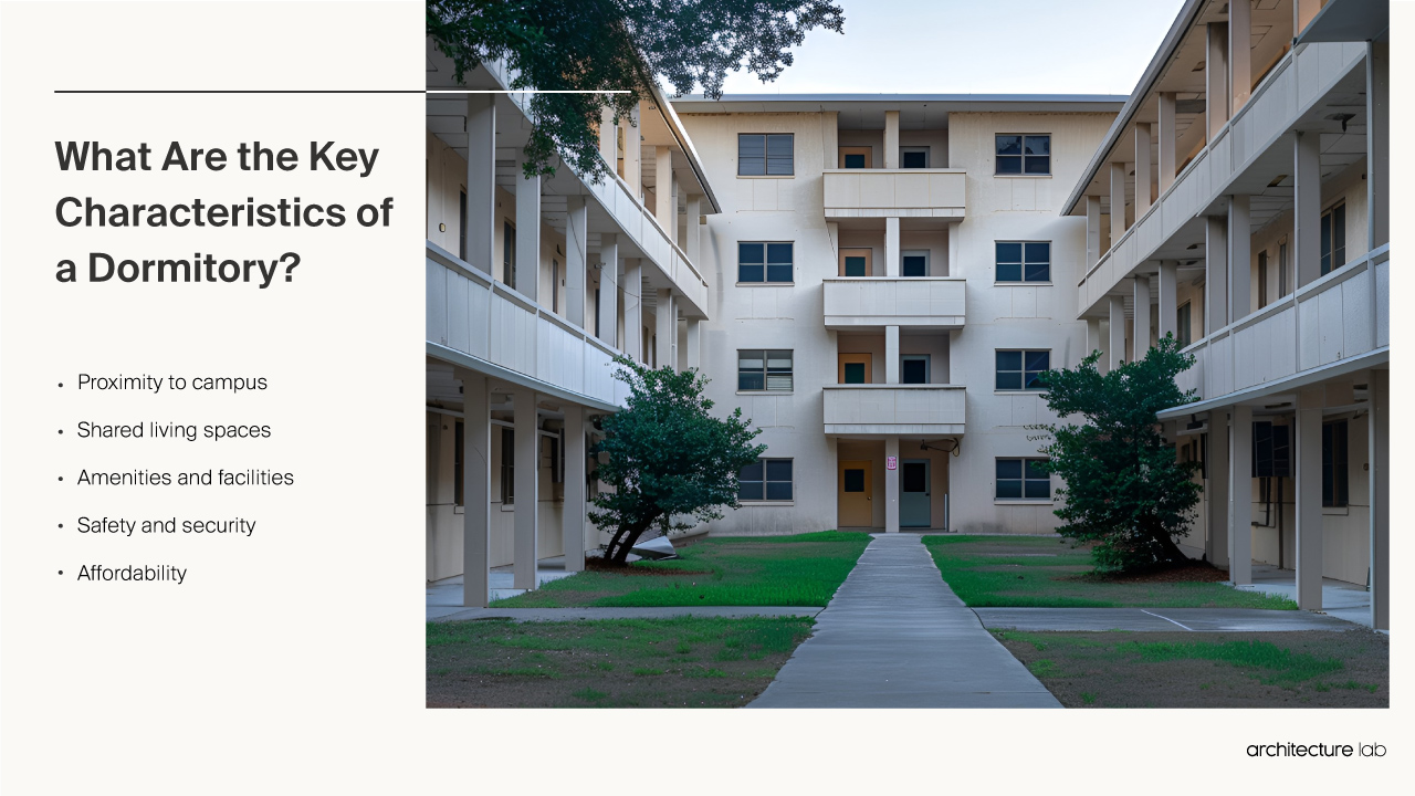 What are the key characteristics of a dormitory?