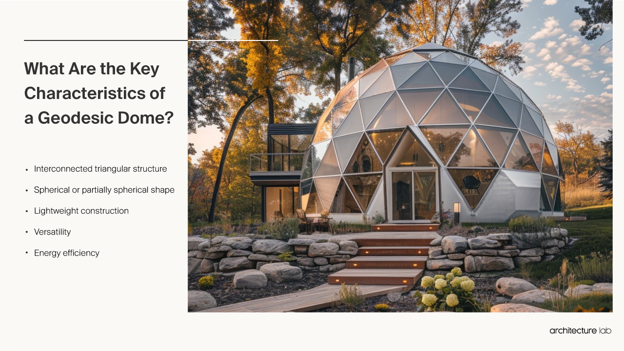 What are the key characteristics of a geodesic dome?