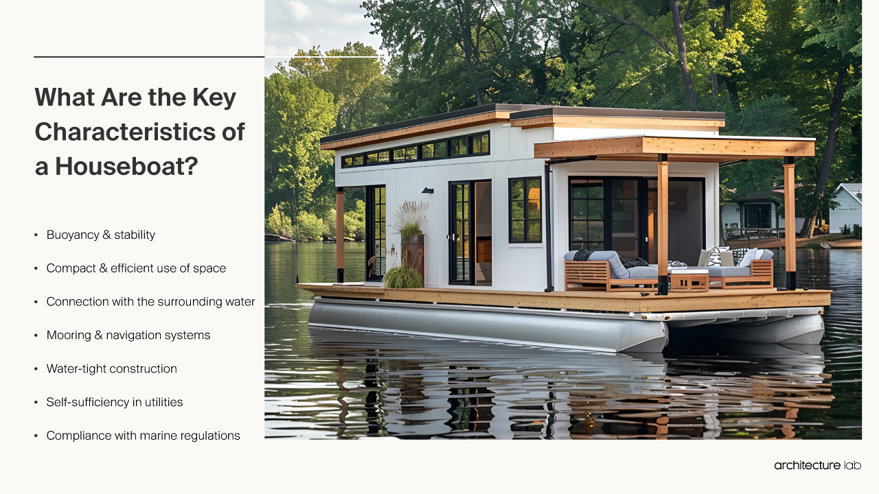 What are the key characteristics of a houseboat?