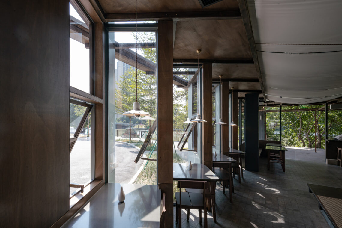 Wooden pavilion by the river - fei patisserie / neme studio architects