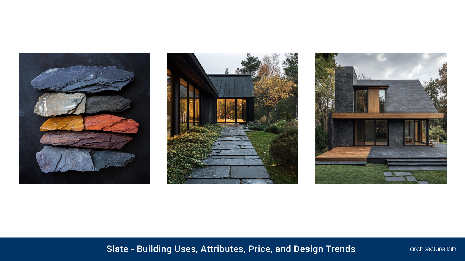 Slate: building uses, attributes, price, and design trends