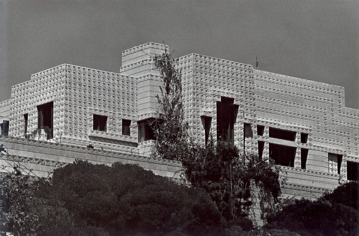 Undated photo showcasing high-relief concrete "textile" blocks. © conservancy archives