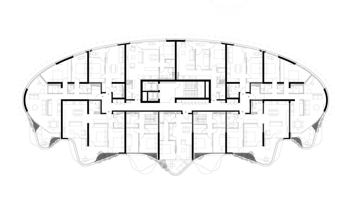 Residential building elipse / sadar+vuga