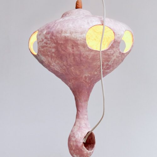 You see a sheep: yuko nishikawa's sculptural lamps combine clay and paper