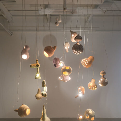 You see a sheep: yuko nishikawa's sculptural lamps combine clay and paper