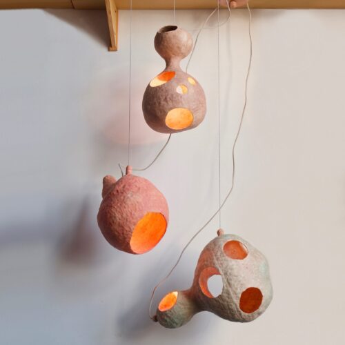 You see a sheep: yuko nishikawa's sculptural lamps combine clay and paper